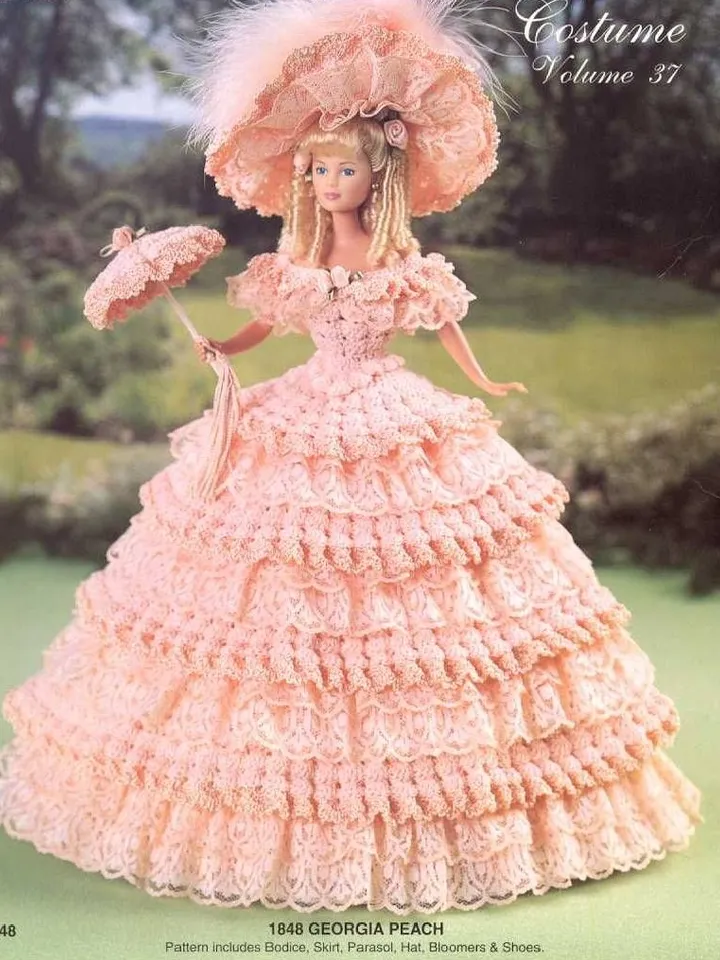 Barbie Dress Crochet Pattern Vintage for Dolls 11-1/2" Digital Download PDF