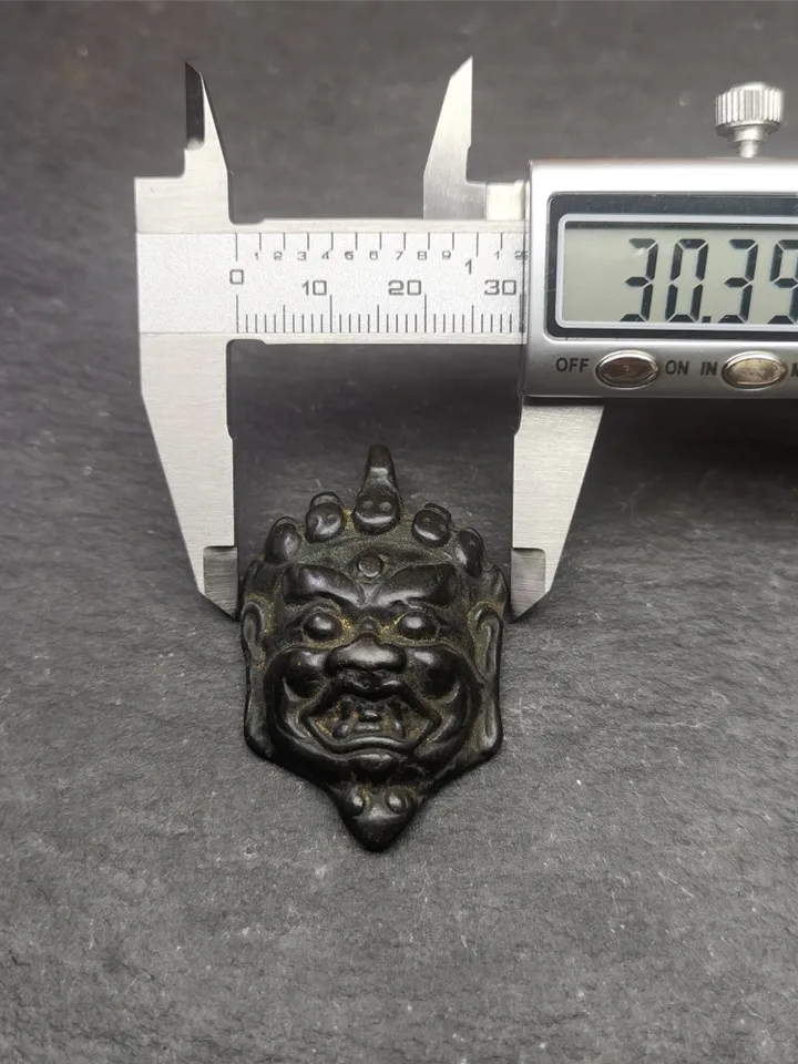 Gandhanra Antique Tibetan Buddhism Thokcha Amulet,Mahakala Pendant,Bhairava Mask,1.8" × 1.2"