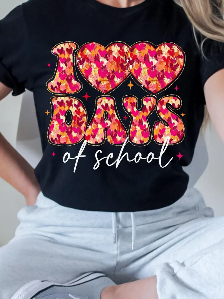 Glitter 100 days of school png, Teacher 100 days of school png, Brushstroke 100 Days Sublimation Design, Heart Disco 100 day of school png