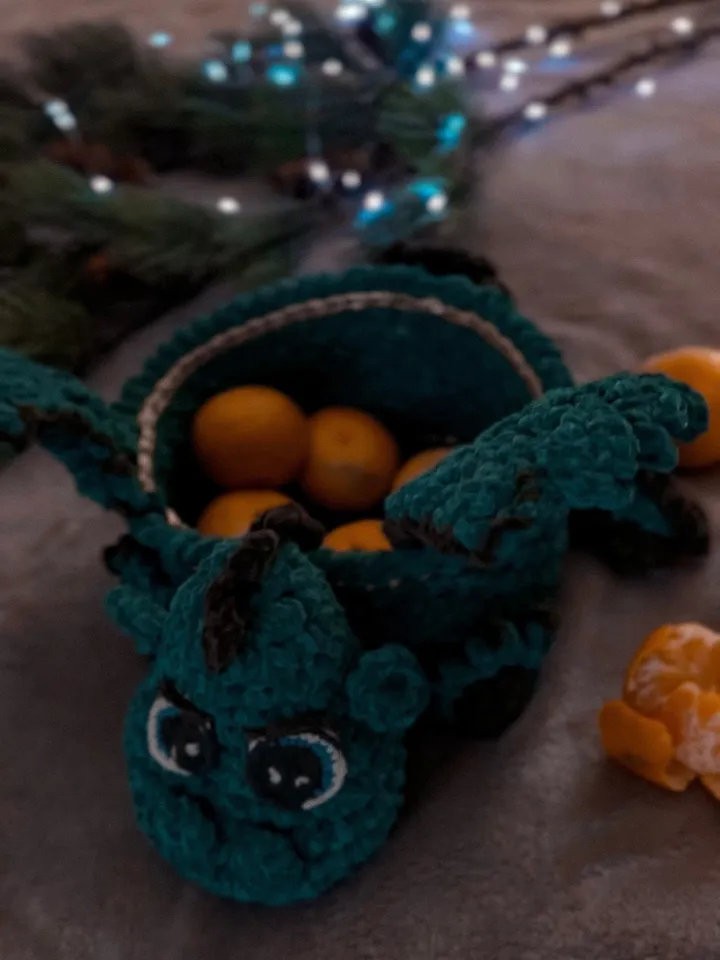 Crochet pattern Dragon basket PDF Digital instant download, Video tutorial, Storage organization, Christmas ornament, Symbol New Year 2024