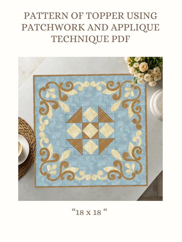 Pattern Patchwork and applique for table topper or panel in PDF format.