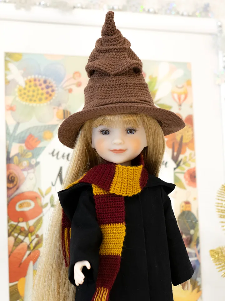 Gryffindor costume for Ruby Red Fashion Friends doll Harry Potter style for Halloween or Christmas, 14"-15" doll clothes