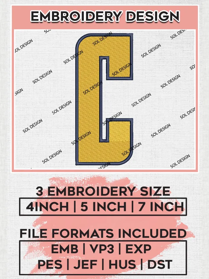 NCAA California Golden Bears Team Letter Logo Embroidery Design Files, NCAA California Golden Bears Machine Embroidery, NCAA Teams, 3 sizes, NCAA Machine embroidery designs, Digital Download