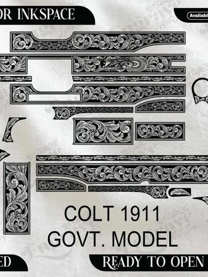 COLT 1911 GOVERNMENT MODEL Design,lasercut,laserengraving,fiberlaser,engravingfiles