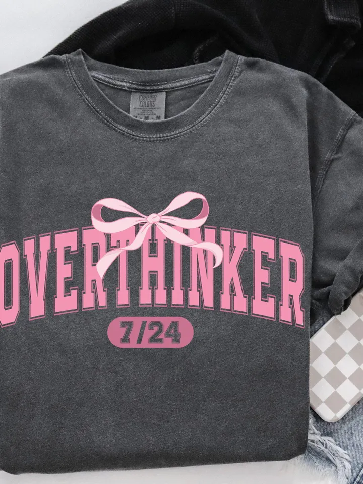 PINK OVERTHINKER png| PINK png, overthinker png, retro arch png, arch, varsity, mental health png, png t shirt