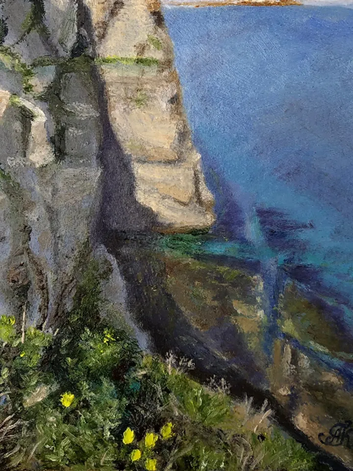 Rocky coast seascape original oil painting hand painted modern painting wall art 6x9 inches