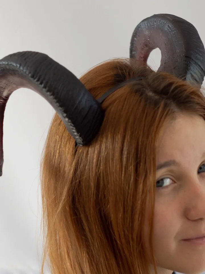 Ram Horns, Horns Headband, Twisted Ram Horns Headpiece for Halloween or Photoshoot, Realistic Fantasy Cosplay Horns
