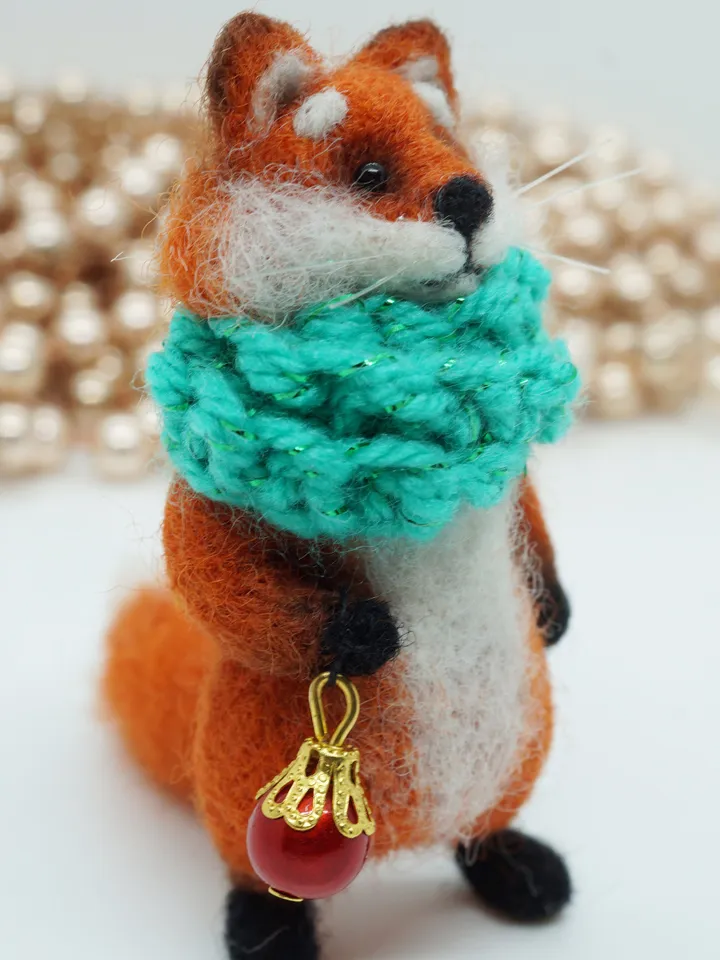 Fluffers the fox, miniature needle felted animal, gift for Christmas, made to order