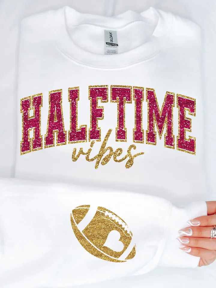 Halftime Vibes PNG, Game Day PNG, Sparkly Faux Sequins Superbowl Png, Game Day Shirt Design, Trendy Superbowl Png, Sleeve Sublimation
