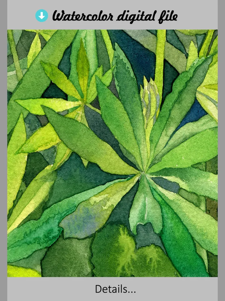 Watercolor digital print Purple Lupine Flowers, wildflowers
