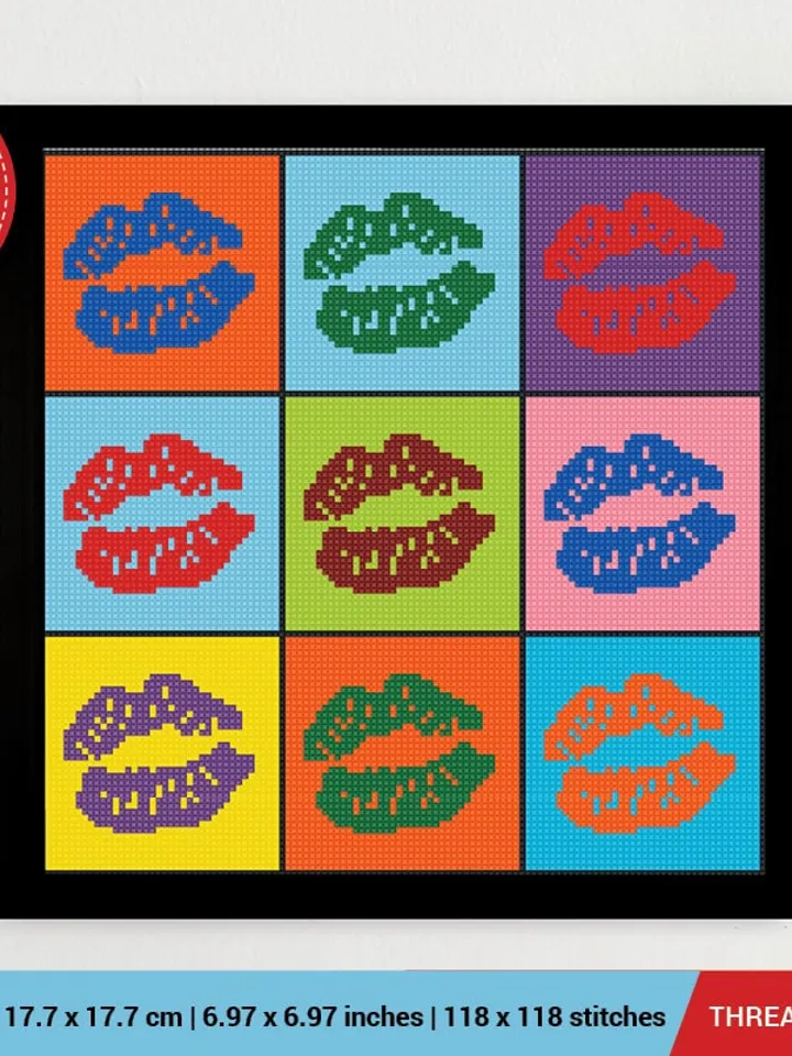 Lips Andy Warhol Cross stitch pattern | Embroidery Pattern | Instant Download | Embroidery Designs