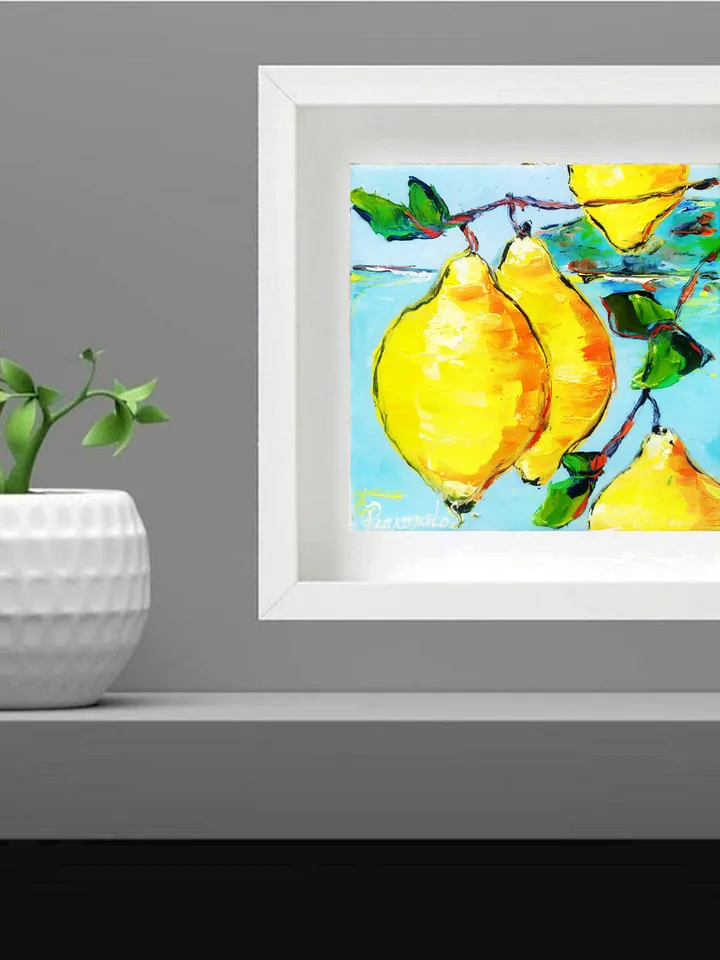 Lemons Painting Original Art Amalfi Wall Art Sorrento Italy Picture Canvas Citron Painting Yellow Fruits Painting Lemon Art Kitchen Small