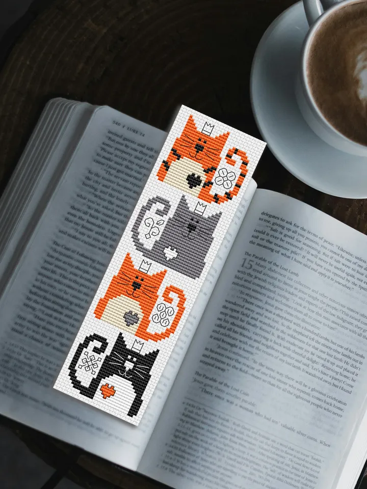 Cute Cats cross stitch bookmark pattern