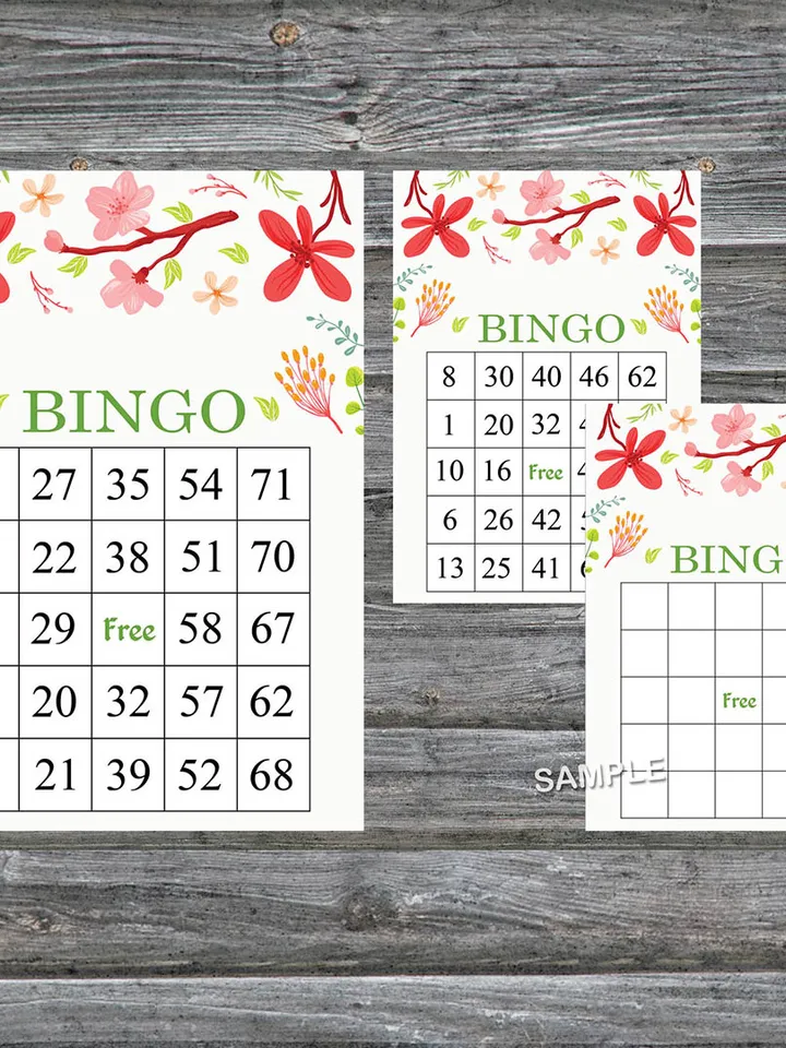 Beautiful flowers bingo game card,Floral bingo game card,Floral Printable Bingo,Flower themed bingo,INSTANT DOWNLOAD-105
