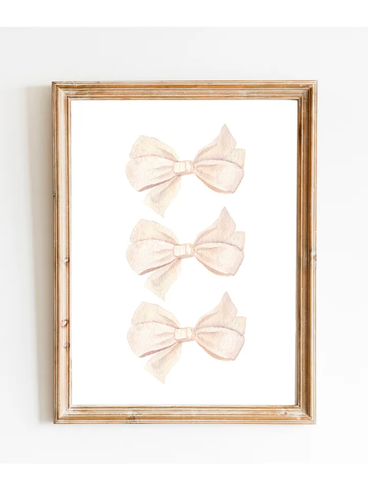 White Bow Watercolor Painting Print, Ivory Cream Poster, Elegant Bow Poster, Grandmillennial Bow, Gift For Teen Girl, Hamptons Stylel