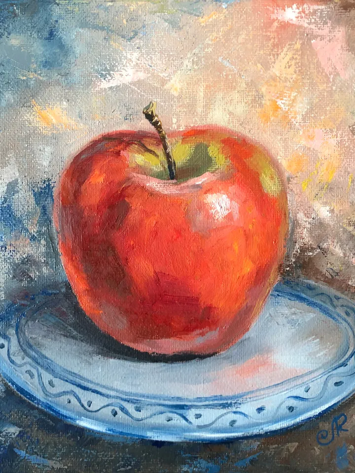 Apple Painting Fruits Oil Painting Original Kitchen Still life
