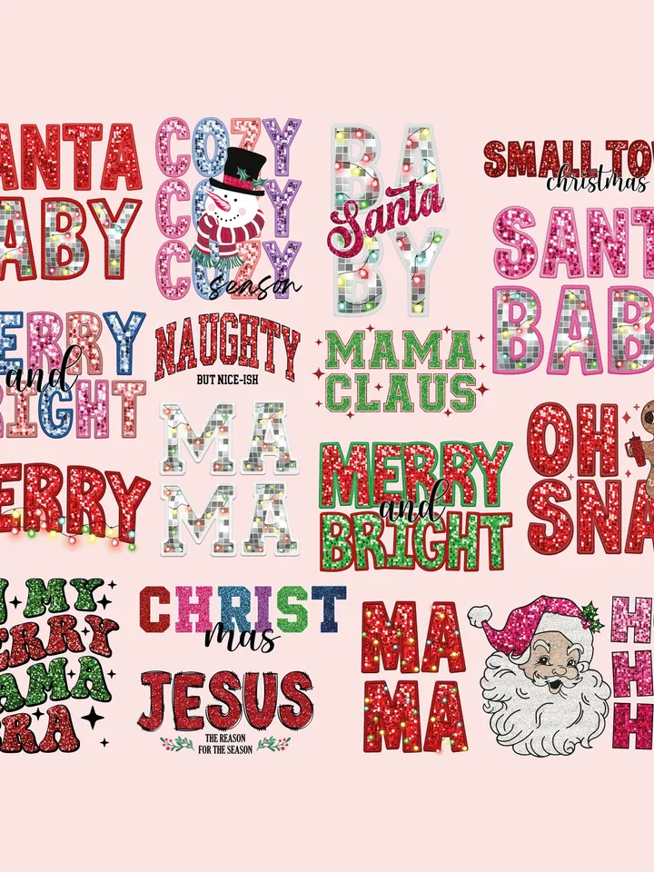 Faux Glitter Merry Christmas embroidery Png Bundle, Bestseller Bundle, Faux Glitter Stars Sublimation Christmas Shirt Design | Christmas png