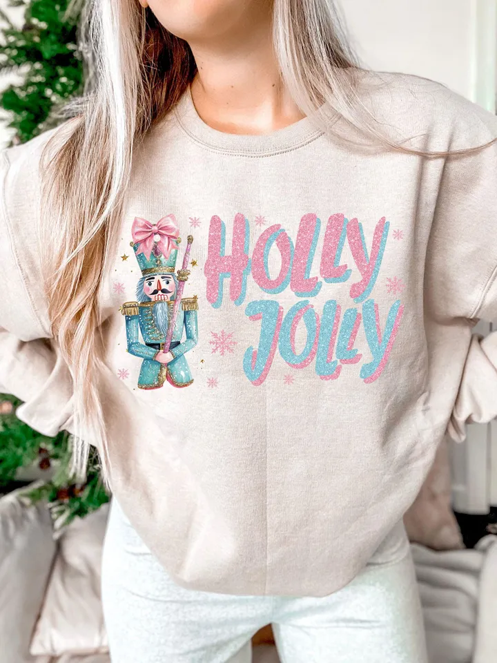 Holly Jolly Nutcracker PNG, Christmas PNG, Nutcracker Christmas, XmasDigital Design, Shirt Design, svg, Coquette, Nutcracker, Pink, Preppy