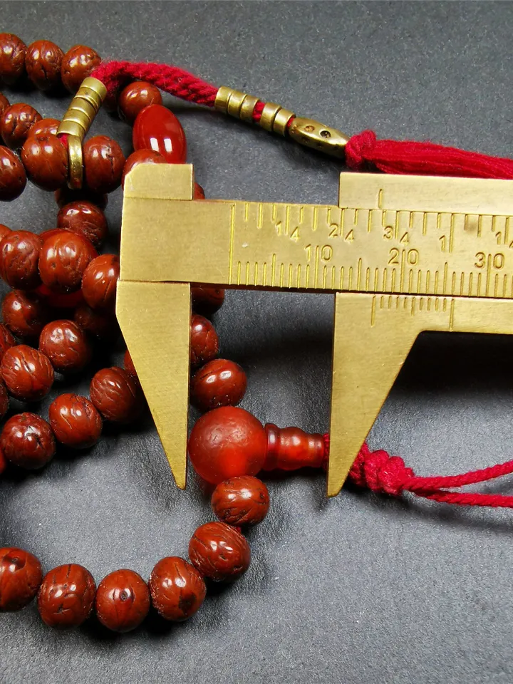 Gandhanra Old 108 Indian Jujube Beads Mala,Prayer Beads Necklace for Meditation,Diameter 0.28", Circumference 28"