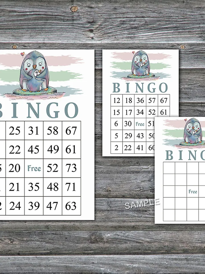 Penguin bingo cards,Penguin bingo game,Penguin Printable bingo cards,60 Bingo Cards,INSTANT DOWNLOAD--384