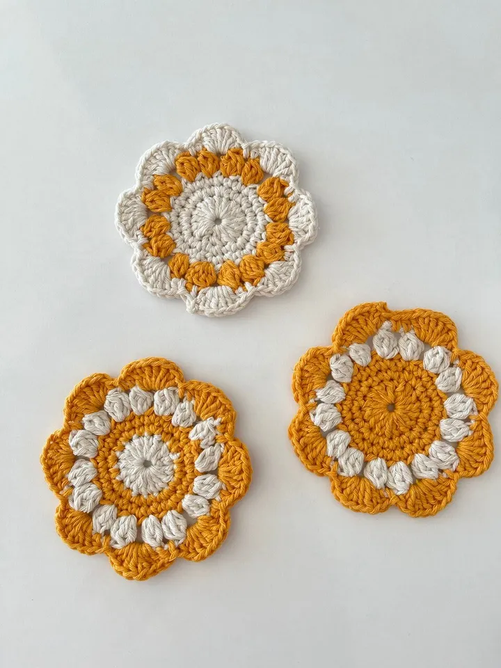 Coaster crochet pattern, flower coaster crochet,  tea coaster, easy coaster pattern pdf