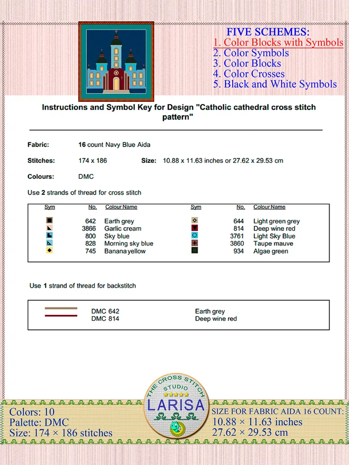 Catholic Cathedral Cross Stitch Pattern | Catholic Church