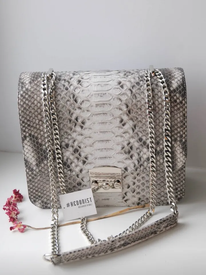 Genuine python skin classy woman bag | designer leather bag | exotic skin woman bag | chain crossbody elegant snake bag | Snake print purse