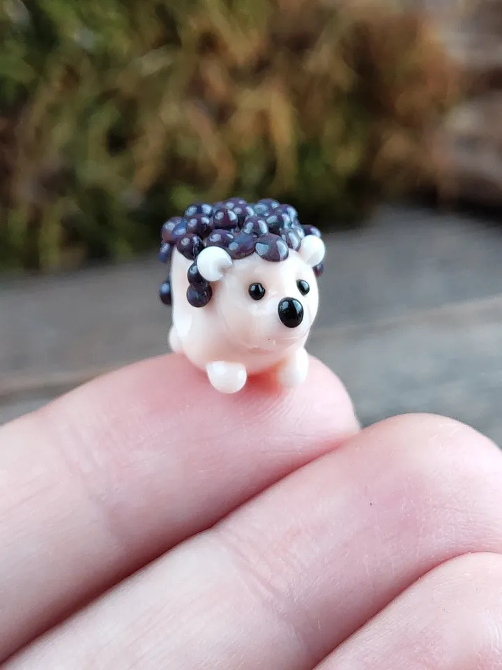 Hedgehog charm Hedgehog dread beads Hedgehog bead Hedgehog bracelet Glass Hedgehog BHB big hole bead Lampwork Hedgehog jewelry