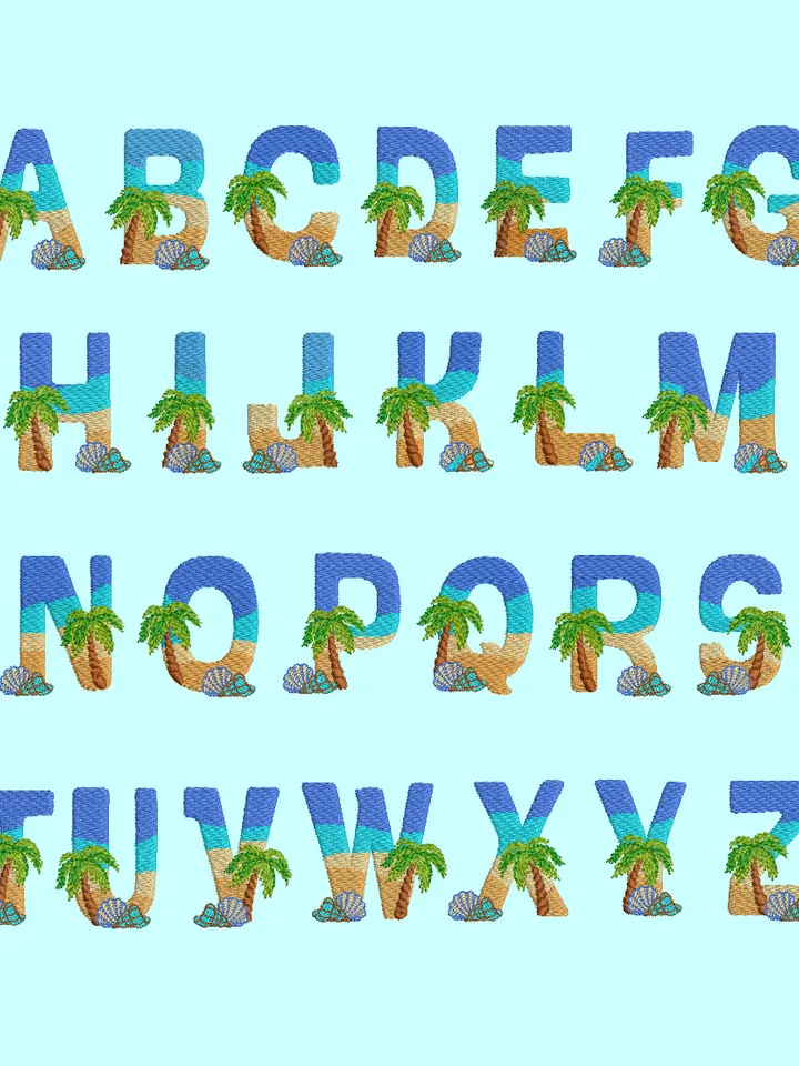 Alphabet of the Tropics Set - 3 Sizes machine embroidery design