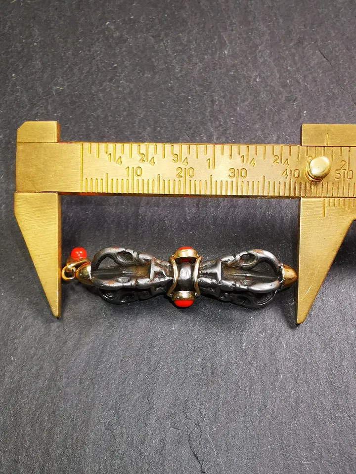 Gandhanra Tibetan Buddhist Amulet,Five-pronged Dorje Vajra Pendant with Leather Chord,Made of Cold Iron,1.77&quot;