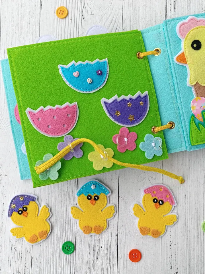 Easter Quiet book pattern PDF & Tutorial pages, Bunny Felt book pattern svg, Quiet book, Sensory toys, Pdf felt sewing pattern for toddler