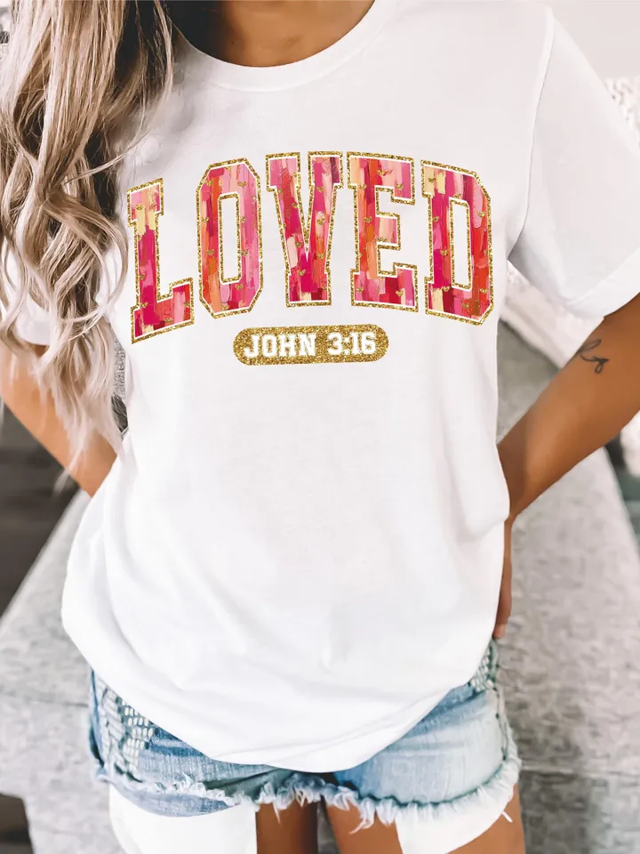 Christian Valentines Png, Loved John 3:16 Png, Bible Verse Png, XOXO Png, Brushstroke Valentine Png, Checkered Varsity Png, Digital File
