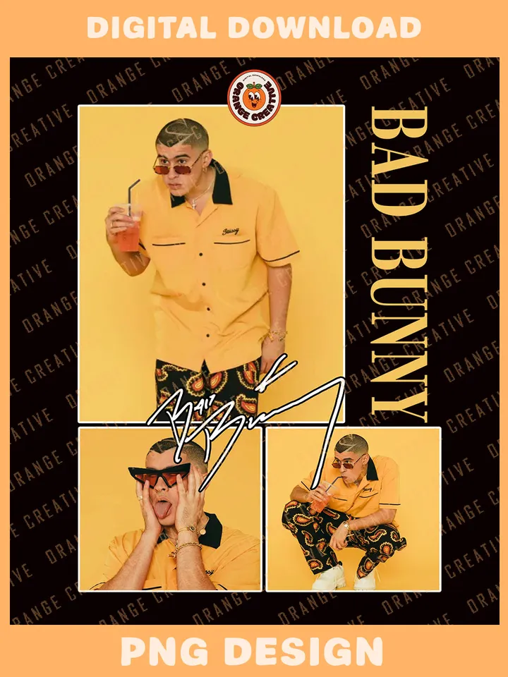 Vintage Bad Bunny Rapper Bootleg T-shirt PNG, 90s Bootleg Template, Graphic Bad Bunny PNG Files, Custom Bootleg Rap Tee, Digital Download