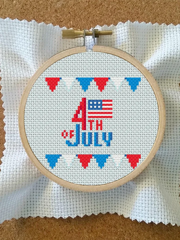 Independence Day july 4 cross stitch pattern PDF download American flag cross stitch chart, Patriotic cross stitch, Mini USA flag #T22