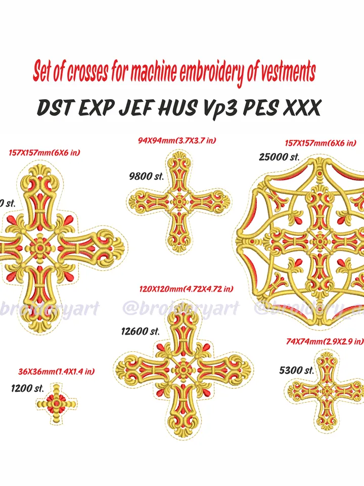 Crosses for vestments machine embroidery design