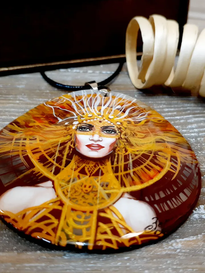 Pearl pendant necklace: Fiery beauty of women on astonishing pendant. Outstanding handmade jewelry for evening dress. Gift for a bright girl