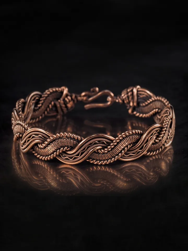 Woven copper wire bracelet Antique style handcrafted copper jewelry Unique gift