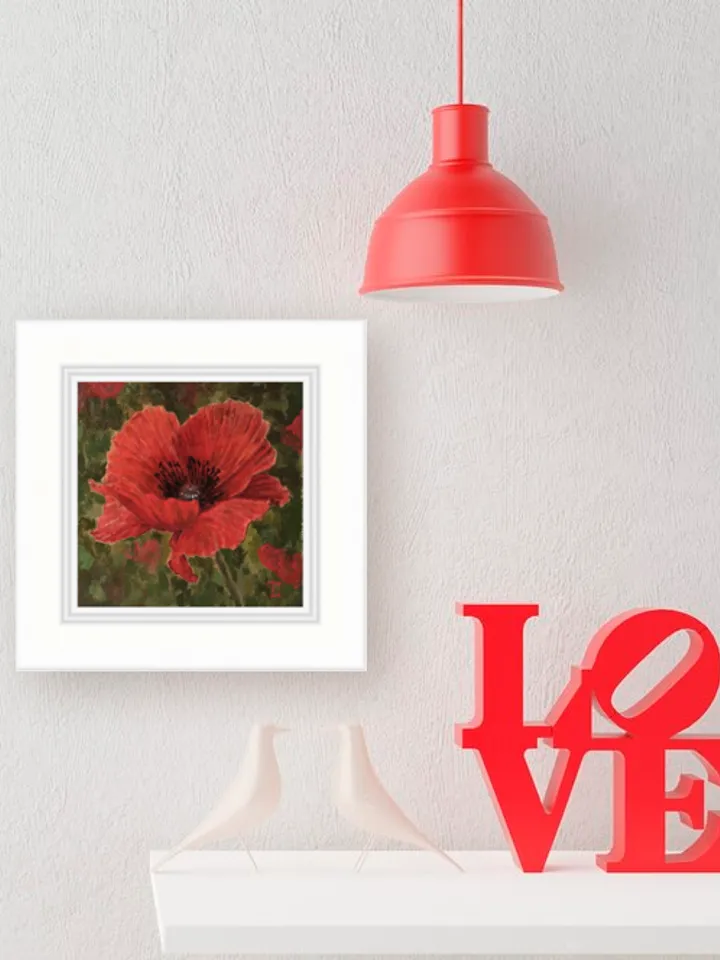"Poppy" oil small painting flower stilllife original wall art picture artwork floral