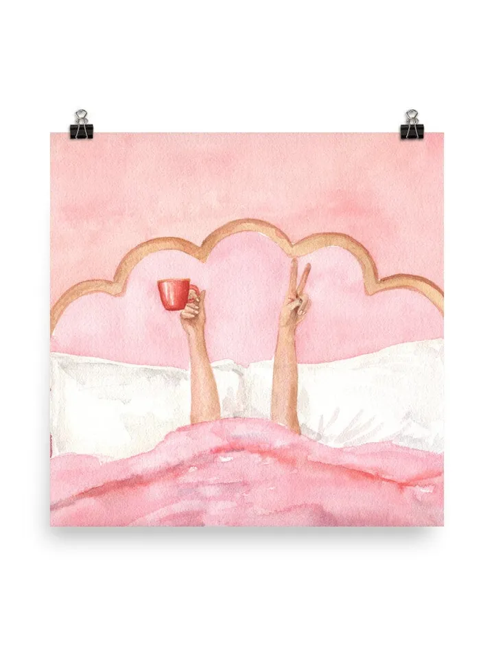 Pink Feminine Watercolor Painting Poster, Pink Girls Room Wall Art, Boho Apartment Decor, Pink Aesthetic, Bar Cart Decoration, Preppy Art