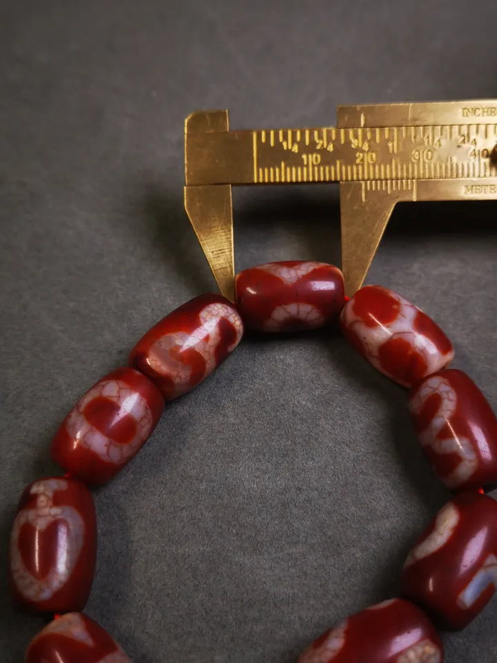 Gandhanra Old Tibetan Dzi Bead Bracelet, Fire Agate Beads Bracelet,Mixed Swastika,Vase,Lotus,Tiger Tooth,and Phum Dzi Beads