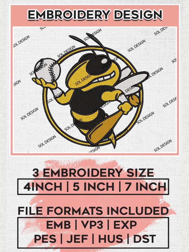 Georgia Tech Yellow Jackets Logo Machine Embroidery Design, NCAA Yellow Jackets Embroidery Design Design files, NCAA Embroidery Designs, NCAA Machine Embroidery Designs, Digital Download