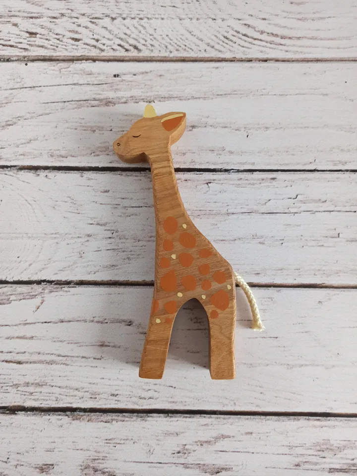 wooden toy giraffe.