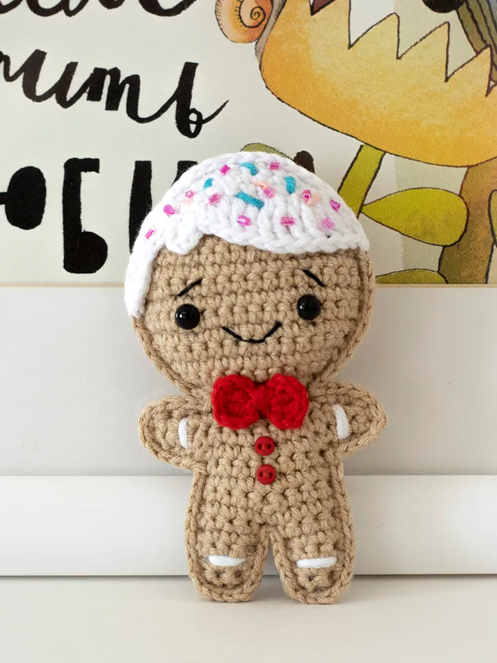 Crochet gingerbread man boy Christmas home decor, cute stuffed toy Christmas gift idea, Christmas vibe, Christmas sign