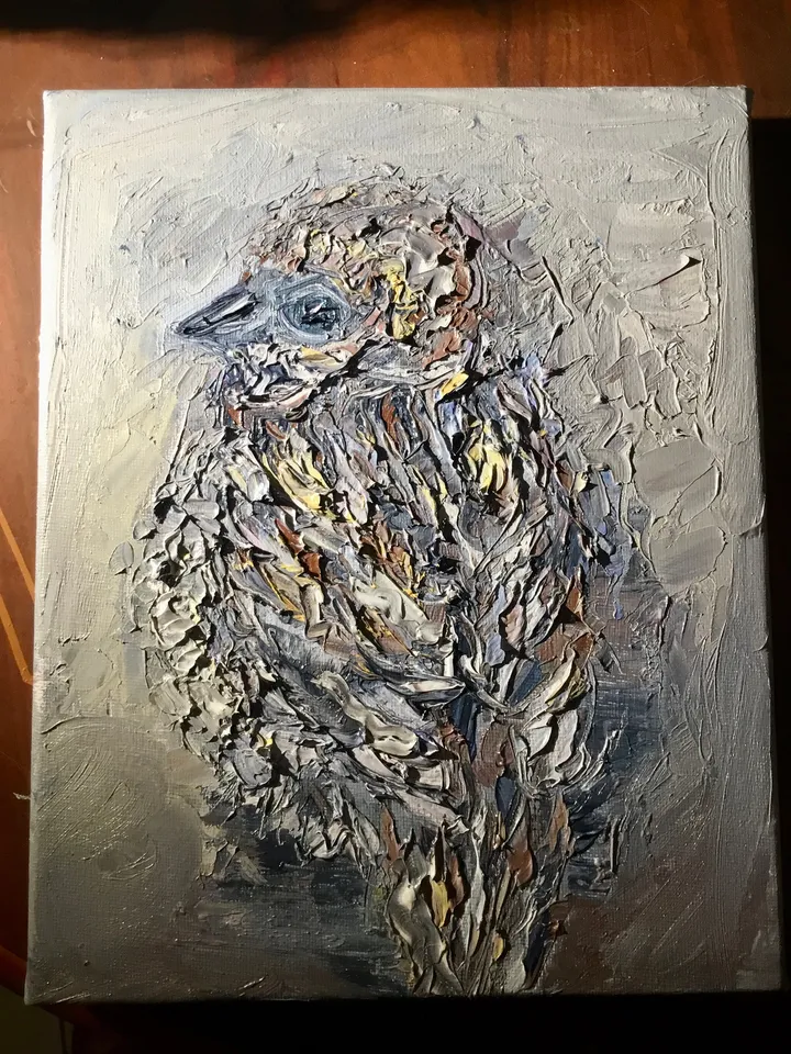 Sparrow bird original oil impasto painting on stretched canvas,birds painting,fantasy birds wall art,original art gifts,home decoration.