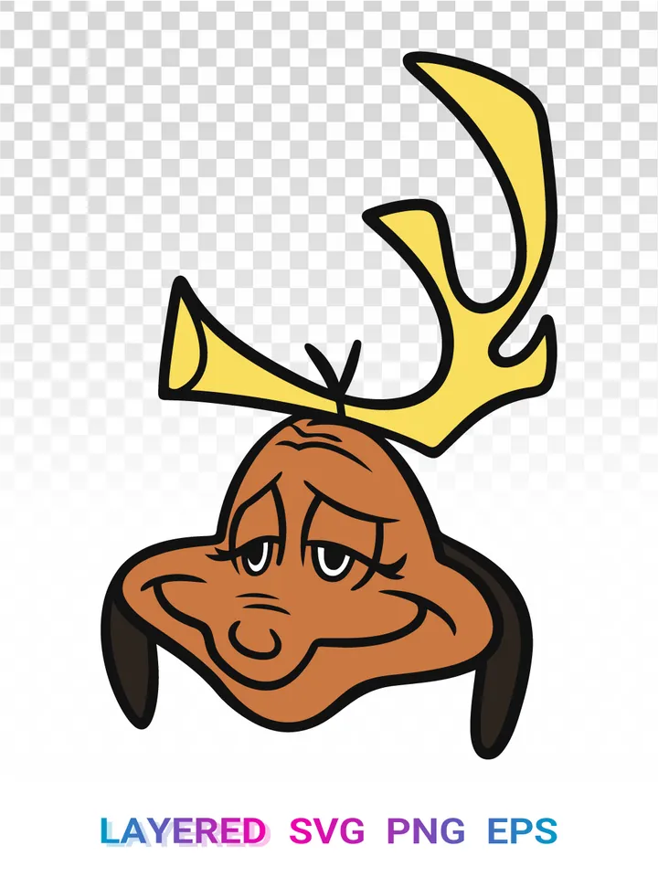 Max The Dog SVG, Grinch Antler PNG, Christmas Layered Cricut