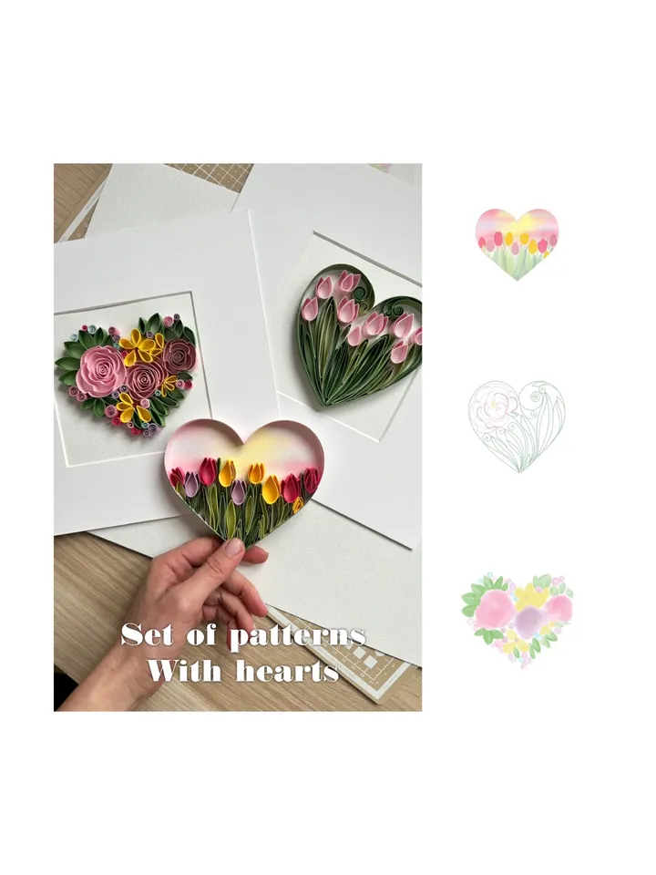 Set of patterns for Quilling | Quilled Hearts | LOVE ideas