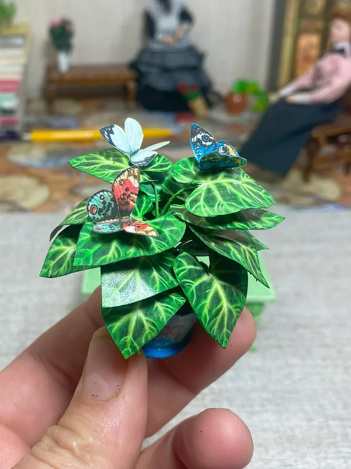 Flowers in a pot. 1:12. TUTORIAL. Dollhouse miniature.Flowers for a doll.