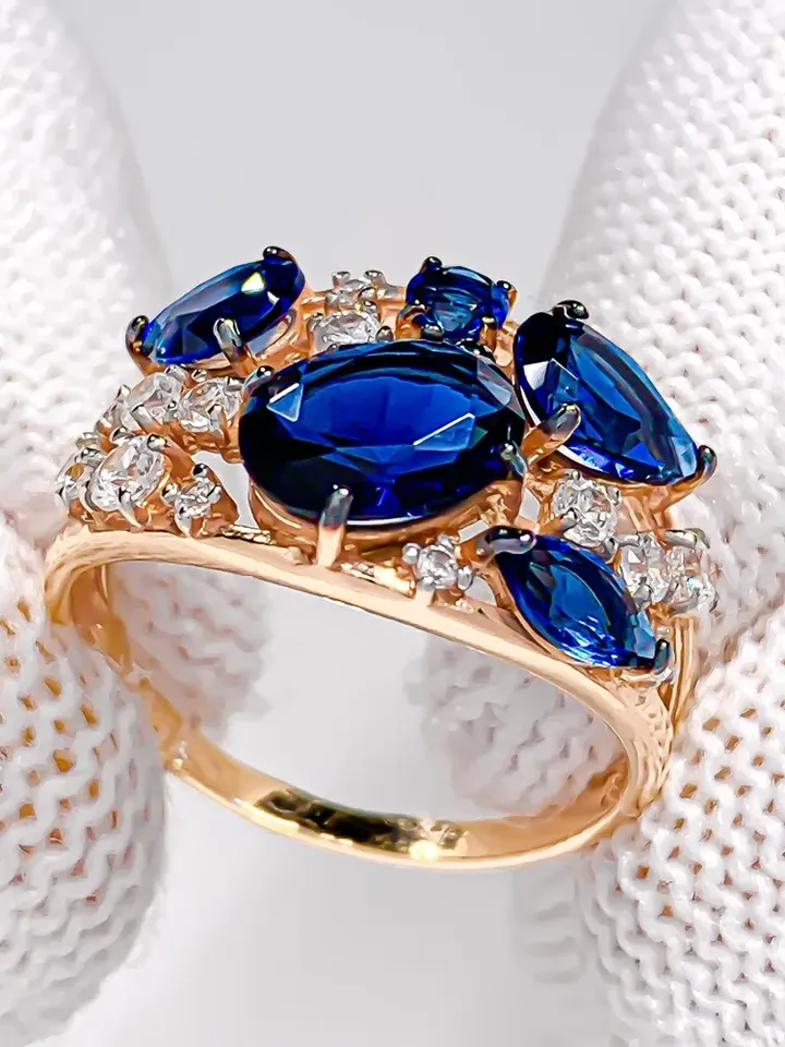 Ring Silver 925 with corundum and sapphire