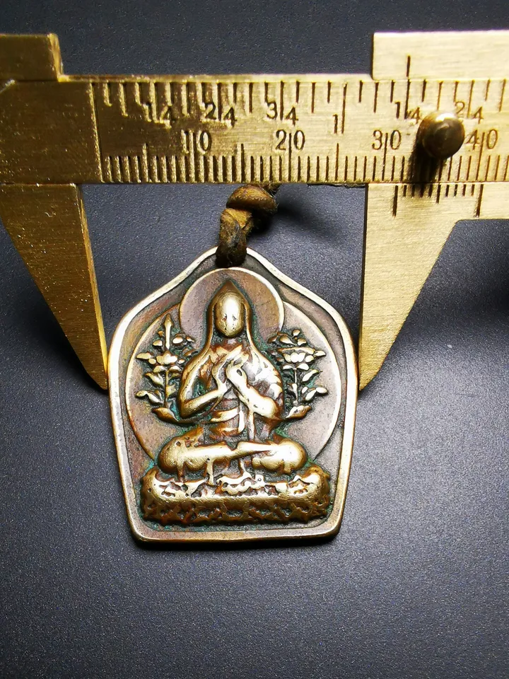Gandhanra Antique Tibetan Buddhist Protective Pendant,Je Tsongkhapa Amulet,Losang Drakpa,Je Rinpoche,Made of Brass