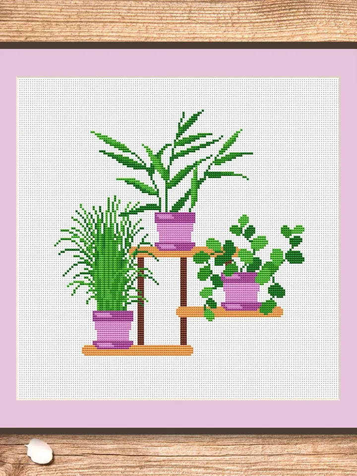 Potted Flowers Cross Stitch Pattern, Flower Cross Stitch Pattern, Embroidery Potted Flowers, Flowers xStitch, Potted Flowers xStitch #flw016